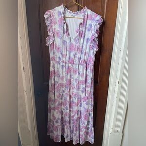 Ophelia Roe women's 2X sleeveless white / pink / purple maxi dress